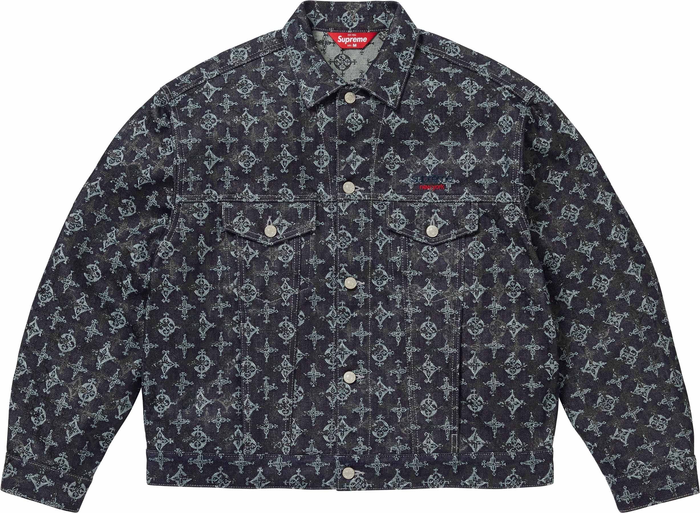 Overprint Jacquard Denim Trucker Jacket view 4